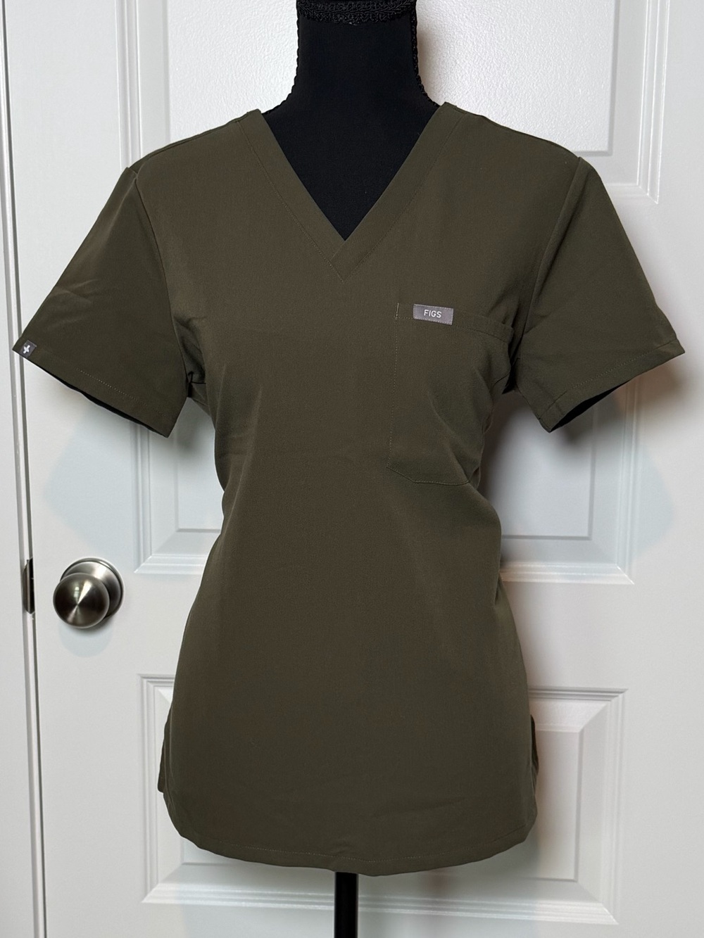 FIGS Women's Olive V-Neck Scrub Top
